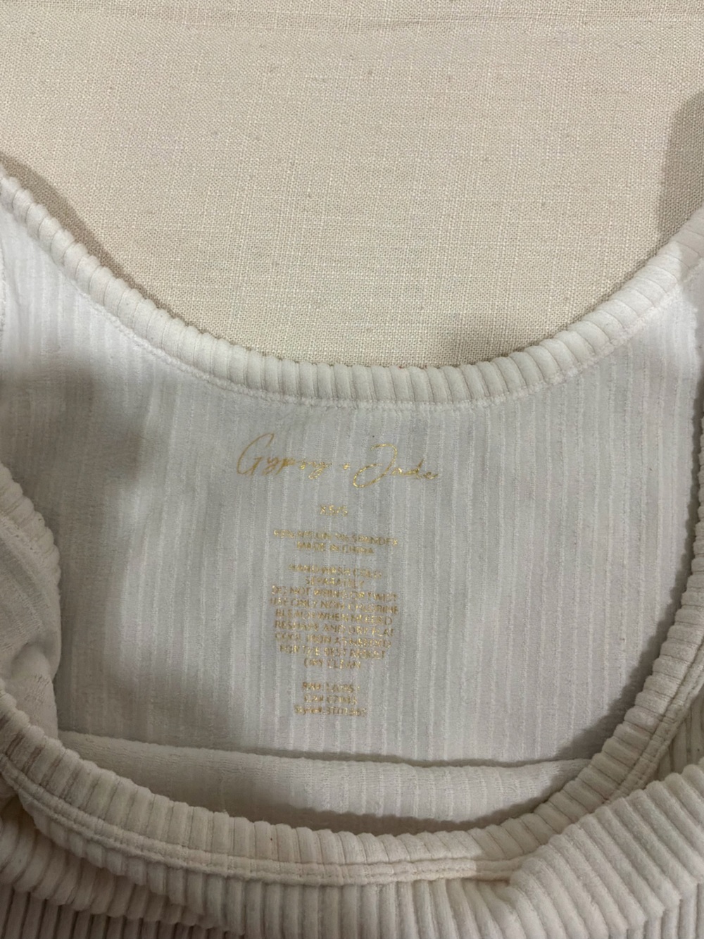 Cream Ribbed Scoop Tank - Picture 4 of 4